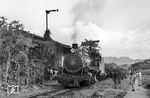 1'D1'-h2 Lok Nr. 182 der Ferrocarriles Nacionales de El Salvador (FENADESAL), gebaut 1947 von Baldwin Locomotive Works, im Bahnhof San Jerónimo im Departamento San Miguel. (19.11.1971) <i>Foto: Jörg Schulze</i>