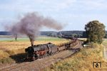 044 618 (Bw Weiden/Oberpf) mit einem Durchgangsgüterzug zwischen Wiesau (Oberpf) und Pechbrunn. (22.09.1973) <i>Foto: Robin Fell</i>