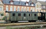 Wagen KB 4 Nr. 970-862 (Weyer, 1901) mit Holzaufbau im Bahnhof Perleberg. (09.1967) <i>Foto: Klaus Kieper, Slg. Holzborn</i>