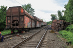 Die entgleisten Güterwagen aus CS 60461 auf der Strecke zwischen Hilden und Immigrath. (04.08.2010) <i>Foto: Joachim Bügel</i>