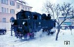 99 650 wendet in der Endstation Biberach an der Riß auf dem "Öchsle". (01.1963) <i>Foto: Rolf Hahmann</i>