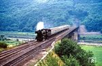 023 072 (Bw Saarbrücken) fährt mit P 2459 nach Bullay über die Moselbrücke in Ediger-Eller ein. (22.07.1971) <i>Foto: Robin Fell</i>