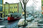 Tw 3656 (Falkenried, Baujahr 1952) auf der Linie 15 zur Horner Rennbahn am Goldbekplatz in Hamburg-Winterhude. (01.1976) <i>Foto: Jürgen Hagemann</i>