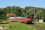 218 444 fährt mit RB 37601 (Landsberg/Lech - Weilheim/Obb) in Peißenberg ein. (12.06.2006) <i>Foto: Stefan von Lossow</i>