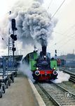 EUROVAPOR Lok 888, eine württembergische T 3 (Maschinenfabrik Heilbronn Baujahr 1912, spätere 89 407), verlässt mit einem Sonderzug den Ulmer Hauptbahnhof. (17.10.1970) <i>Foto: Jörg Schulze</i>