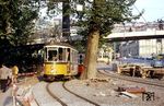 Ein Einrichtungs-Triebwagen der MF Esslingen (GT 4) auf der Linie 8 zur Schreiberstraße in der Willy-Brandt-Straße nahe der Staatsgalerie. (1970) <i>Foto: Jörg Schulze</i>