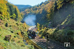03 1010 auf dem Weg nach Meiningen kurz vor dem Brandleitetunnel zwischen Gehlberg und Oberhof (Thür). (02.10.2011) <i>Foto: Joachim Schmidt</i>