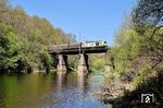 Captrain 2248 034 mit einem DGS auf der Siegbrücke bei Rosbach. (22.04.2026) <i>Foto: Zeno Pillmann</i>
