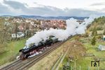 03 2155 mit Fotozug DLr 11890 von Saalfeld (Saale) nach Gera zwischen Saalfeld und Unterwellenborn. (30.03.2026) <i>Foto: Joachim Schmidt</i>