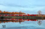 Kurze Zeit später war es mit der Entspannung vorbei, als 218 403 mit dem RE 4850 nach Hof an den Wiesauer Fischteichen vorbeiröhrte. (09.04.2026) <i>Foto: Joachim Bügel</i>
