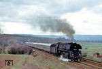 01 0530 passiert mit dem D 1097 nach Dresden den Abzweig Weiterode zwischen Bebra und Ronshausen. (16.04.1973) <i>Foto: Robin Fell</i>