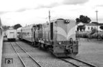 Diesellok 59 (Bo'Bo', GM-EMD 26089/1960) im Bahnhof Lagoa Branca auf der 1000 mm Companhia Mogiana de Estradas de Ferro (Mogiana-Bahn) im Bundesstaat Sao Paulo. (01.03.1972) <i>Foto: Jörg Schulze</i>