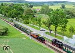 Zugkreuzung in der Ausweiche Posewald zwischen 99 4652 vor dem Traditionszug der RüBB und 99 1781 mit dem Planzug P 109 nach Göhren. (31.05.2026) <i>Foto: Joachim Schmidt</i>