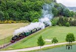 Eine der seltenen "Doppeltraktionen" beim "Rasenden Roland": 99 4802 und 99 4801 vor P 108 nach Lauterbach Mole bei Seelvitz. (31.05.2026) <i>Foto: Joachim Schmidt</i>
