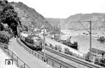 Fünf Minuten hinter dem F 10 "Rheingold" erschien planmäßig V 200 008 (Bw Hamm/Westf) mit dem F 22 "Rheinpfeil" nach München in St. Goar. (06.1958) <i>Foto: Ernst Winter</i>