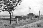 Eine unbekannte 55.25 rangiert auf dem Ablaufberg am Stellwerk "B 6" im Bahnhof Köthen (Anh).  (07.1956) <i>Foto: Jürgen Hagemann</i>