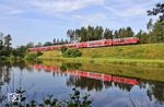 Bei Oberteich brummt 218 428 mit dem RE 4852 nach Hof vorbei. (23.06.2026) <i>Foto: Joachim Bügel</i>
