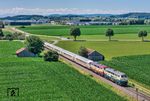 Nach dem üblichen Kreuzungshalt in Bad Grönenbach konnte der IC 2012 mit 218 446 und 218 419 erneut hinter dem Bahnhof abgelichtet werden. (04.07.2026) <i>Foto: Joachim Schmidt</i>
