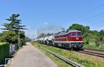 232 673 der Traktion4Rent Saalburg-Ebersdorf mit dem leeren Dolomitzug von Brandenburg-Altstadt nach Wünschendorf (Elster) in Leipzig-Lindenau. (08.07.2026) <i>Foto: Ralf Opalka</i>