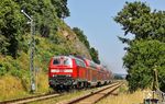 218 428 fährt mit RE 4861 nach München am Einfahrsignal von Nabburg vorbei. (25.06.2026) <i>Foto: Joachim Bügel</i>