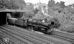 44 1552 (Bw Kassel) mit einem Güterzug an der Teichstraße in Kassel-Kirchditmold bei der Einfahrt in den Kasselaner Rangierbahnhof. (02.06.1966) <i>Foto: Reinhard Gumbert</i>