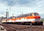 Das Bw Hagen-Eckesey beheimatete die in reinorange/kieselgrau lackierten Loks der Baureihe 218, die auf der City-Bahn im Direktionsbezirk Köln eingesetzt wurden. Hier stehen 218 145, 218 140 und 218 142 in ihrem Heimat-Bw. (04.1986) <i>Foto: Ulrich Hesse</i>