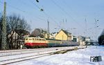 Die auf 140 km/h herabgesetzte 114 490 vom Bw Hamburg 1 mit E 3176 (Iserlohn - Aachen) in Wuppertal-Unterbarmen. (17.02.1991) <i>Foto: Wolfgang Bügel</i>