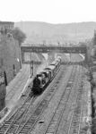 78 385 vom Bw Lennep verlässt mit N 3969 (Wuppertal-Vohwinkel - Remscheid Hbf) den Bahnhof Wuppertal-Steinbeck. (08.08.1959) <i>Foto: Ernst Winter</i>