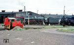 Feiertagsruhe im Bw Koblenz Mosel: An Fronleichnam 1963 konnten 03 086 (Bw Trier) sowie 74 563 und Kö 0233 vom Bw Koblenz Mosel dort eine kleine Ruhepause genießen. (13.06.1963) <i>Foto: Rolf Hahmann</i>