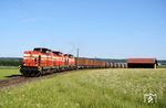 Lok 43 (ex DR 110 891), Lok 44 (DR 293, Baujahr 2001) und Lok 41 (ex DR 110 828) der Augsburger Localbahn mit CB 55956 bei Hohenfurch auf der Bahnstrecke Landsberg am Lech – Schongau. (28.05.2005) <i>Foto: Stefan von Lossow</i>