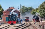 Vor 60 Jahren wurde die Vision einiger begeisterter Eisenbahnfreunde Wirklichkeit: Am 2. Juli 1966 verkehrte erstmals in Deutschland ein Zug mit vereinseigenen Fahrzeugen auf der Eisenbahnstrecke Bruchhausen-Vilsen – Asendorf. Aus bescheidenen Anfängen konnte der Deutsche Eisenbahn-Verein (DEV) in Bruchhausen-Vilsen eine einzigartige Institution mit der fast acht Kilometer langen Museums-Eisenbahn mit acht Bahnhöfen und Haltepunkten und einem Fahrzeugpark von rund 100 schmal- und normalspurigen Fahrzeugen etablieren. Zum 60-jährigen Jubiläum war neben den vereinseigenen Fahrzeugen wie der Lok "PLETTENBERG" und dem T 42 auch 86 1744 der PRESS zu Gast. (29.07.2026) <i>Foto: Joachim Schmidt</i>