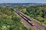 Im Betriebsbahnhof Gießen-Bergwald ging der EZ 51370 nach Nürnberg Rbf mit 185 045 (+ 077 066) für einen anstehenden Personalwechsel auf die Seite. (07.08.2026) <i>Foto: Joachim Schmidt</i>