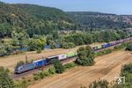 Railpool 193 201 mit einem südwärts fahrenden KLV-Zug bei Wernfeld. (08.08.2026) <i>Foto: Joachim Schmidt</i>