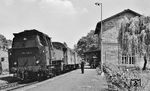 Bereits nach 5 Minuten hatte 064 438 im Bahnhof Eschenau umgesetzt und wartet mit dem P 3724 auf die Rückfahrt nach Heilbronn, die um 12.56 Uhr erfolgen wird. (10.07.1971) <i>Foto: Burkhard Wollny</i>