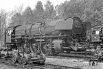 Den Abschluss der Führung im AW Braunschweig bildete der traurige Zustand der 012 085 aus Hamburg-Altona. Nach Ablauf der Kesselfrist war sie schon am 20.09.1971 z-gestellt worden. Eine Zeitlang diente sie im AW Braunschweig als Ersatzteilspender bis sie noch 1972 dort zerlegt wurde. (08.05.1972) <i>Foto: Wolfgang Bügel</i>