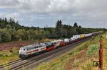 218 341 mit 218 497 vor AS 1429 nach Niebüll östlich von Morsum. (22.08.2026) <i>Foto: Joachim Bügel</i>