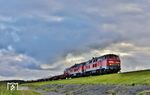 218 385 und 218 832 bringen östlich von Morsum den AS 1455 von Westerland (Sylt) nach Niebüll. (22.08.2026) <i>Foto: Joachim Bügel</i>