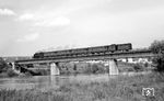 Als nächstes polterte der P 3817 nach Aschaffenburg mit 64 504 über die Brücke bei Wörth (Main), die zuvor mit dem P 3810 nach Miltenberg gefahren war. (11.08.1966) <i>Foto: Reinhard Gumbert</i>