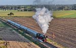 65 018 (Baujahr 1956) war die letzte von Krauss-Maffei in München gebaute Dampflok. Sie wurde nach einer Gesamtlaufleistung von ca. 1.350.000 km im Dezember 1972 abgestellt. 1981 wurde die Lok von den Stoom Stichting Nederland (SSN) in Rotterdam übernommen und Anfang 2019 für 10 Jahre leihweise an die Veluwsche Stoomtrain Maatschappij (VSM) in Beekbergen abgegeben. Hier ist 65 018 bei der Veranstaltung "Terug naar Toen" bei Beekbergen unterwegs. (05.09.2026) <i>Foto: Joachim Schmidt</i>