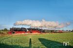 64 415 und 23 071 mit einem Sonderzug bei Beekbergen. Im Ausziehgleis waren einige niederländische Museums-Dieselloks (No. 636, No. 532 und No. 2459) abgestellt, die an diesem Tag nicht mehr ins VSM-Bahnbetriebswerk passten. (06.09.2026) <i>Foto: Joachim Schmidt</i>