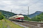 Am 12. September 2026 startete der VT 18.16.07 als "Elbe-Neiße-Kurier" zu einer Rundfahrt durch seine sächsische Heimat von Dresden nach Görlitz und zu einem Abstecher nach Bad Schandau. Im Elbtal wurde er bei bei Königstein (Sächsische Schweiz) angetroffen. (12.09.2026) <i>Foto: Sylvio Ohlt</i>
