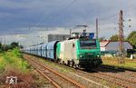 Hexafret (HXF) 37045 mit DGS 41270 (Bottrop Süd - Woippy) in Hilden. Hexafret gehört zum Geschäftsbereich Rail Logistics Europe der staatlichen französischen Eisenbahngesellschaft SNCF und übernahm zum 1. Januar 2025 mit Ausnahme der Fahrzeugwerkstätten alle Aktivitäten der Güterverkehrssparte Fret SNCF. (18.09.2026) <i>Foto: Wolfgang Bügel</i>