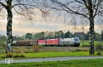 ÖBB 1116.280 mit einer Schwesterlok und 1144.234 mit DGS 45153 bei Diemendorf nahe Tutzing. (19.10.2007) <i>Foto: Stefan von Lossow</i>