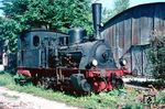 Lok 14 (Humboldt Köln-Kalk, Baujahr 1902) der Deutschen Eisenbahn-Betriebs-Gesellschaft (DEBG) abgestellt im Bahnhof Wiesloch Stadt. Die Lok wird seit 2017 als 89 7373 beim Rhön-Zügle in Fladungen eingesetzt. (08.1965) <i>Foto: Rolf Hahmann</i>