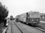 Zugkreuzung im Bahnhof Wenningstedt auf der Nordbahnstrecke. Rechts steht der T 24. (08.09.1968) <i>Foto: Reinhard Todt</i>