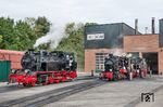 Unter dem Motto "Vulcantage auf Rügen" wurde u.a. die Wiederinbetriebnahme der 99 4631 gefeiert, die 1913 bei der Stettiner Maschinenbau Actien-Gesellschaft Vulcan gebaut worden war. In Putbus wird sie neben 99 4802 und 99 4801 auf Hochglanz gebracht. (16.10.2026) <i>Foto: Joachim Schmidt</i>