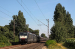 MRCE E 189 287 und E 189 280 vor einem Kohlezug unterwegs bei Mehrhoog auf der Strecke Oberhausen - Emmerich. (15.08.2012) <i>Foto: Wolfgang Bügel</i>