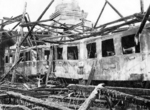Durch einen Brand im Bw Hof wurden dieser VT 70 sowie große Teile des Lokschuppens vernichtet. Der Gesamtschaden betrug 750.000 DM. (09.05.1954) <i>Foto: Georg Steidl</i>