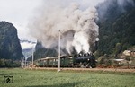 Dampf-Extrazug mit G 4/5 107 von Chur durch das Prättigau über Klosters und Davos nach Filisur nahe Grüsch. (13.10.1988) <i>Foto: Ulrich Neumann</i>
