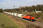 Lok VIII, eine G 1700 BB (1277 809) der Neusser Eisenbahn (Vossloh, Baujahr 2001), unterwegs auf der Güterbahn bei Lintorf. (27.03.2013) <i>Foto: Wolfgang Bügel</i>